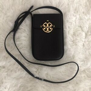 Black Leather Crossbody Phone Bag